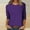 Purple, variant on Pull-on Tops for Women Trendy Yellow 3/4 Sleeve Crew Neck Refreshing T-Shirts Solid Modern Refined Tops Khaki,M