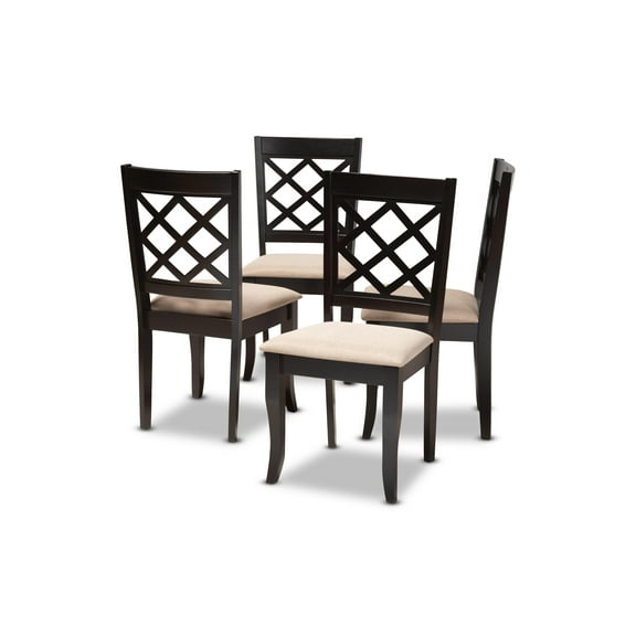 Set of 4 Baxton Studio Verner Modern and Contemporary Sand Fabric Upholstered Espresso Brown Finished Wood Dining Chair