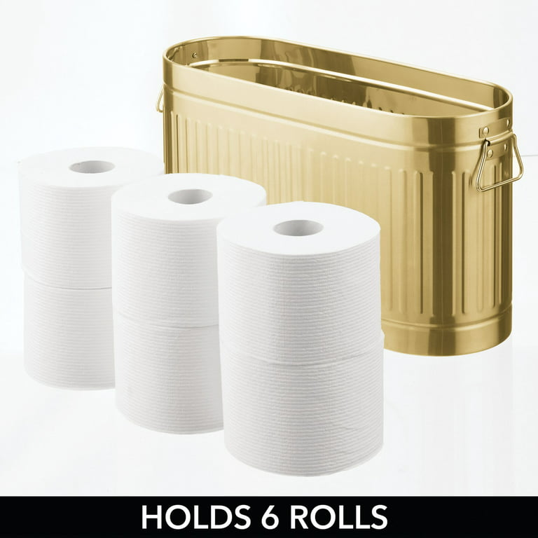 mDesign Large Steel Toilet Paper 6-Roll Bathroom Organizer Bin Box