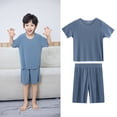thumbnail image 2 of EnJoCho Girls Cotton Pajama Set 2 Piece Short Sleeve Top Wide Leg Pants Sleepwear Loung𝖾wear Soft Comfy P𝖩s Nightwear Outfit Kids P𝖩s, 2 of 9