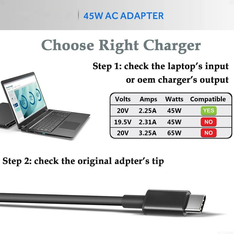 45W Acer Chromebook Spin 713 CP713-2W-50T5 Adaptateur CA Chargeur - Eu