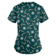 thumbnail image 4 of Garbnen Christmas Scrub Shirts for Women V Neck Short Sleeve Womens Business Casual Tops Xmas Printed Nurse Uniform with Pockets S-5XL, 4 of 5