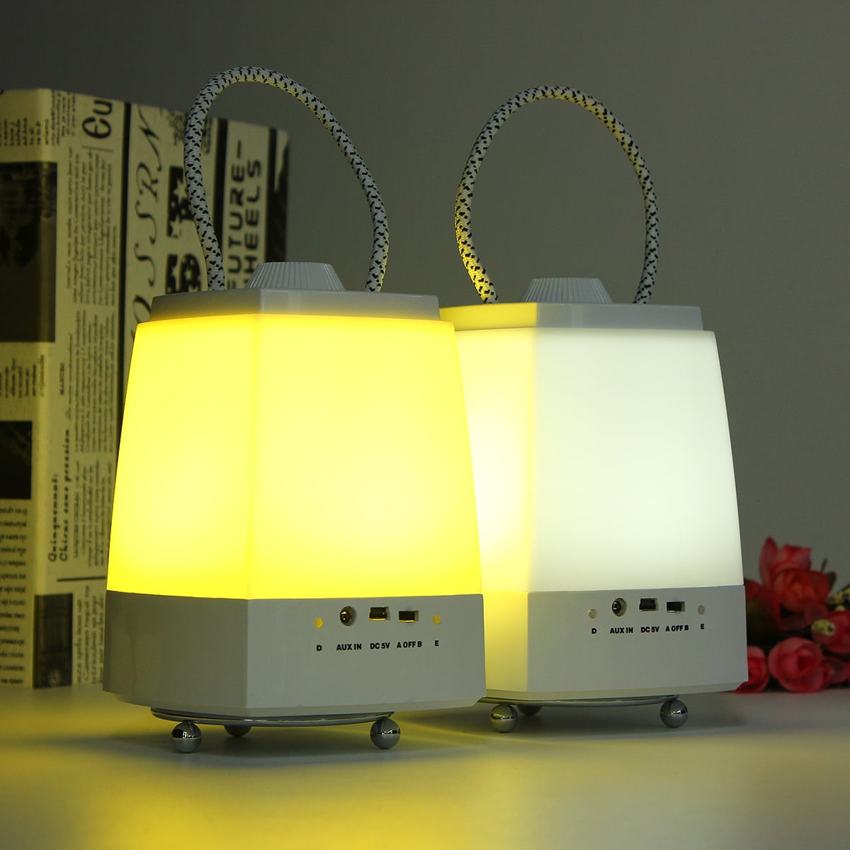 Yellow/White Portable LED Bedside Lamp Dimmable LED desk lamp Bedroom