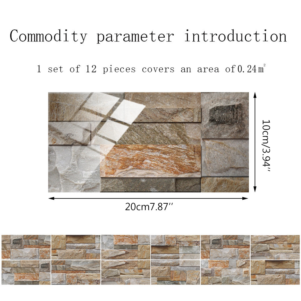 48 Sheet 3D Self Adhesive Tile Stickers Peel and Stick Backsplash Floor Wall Decals Bathroom Kitchen Counter Top Decor