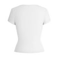 thumbnail image 5 of DuoJiaJ Women's Spring And Summer Solid Color Button Square Neck Short Sleeved Casual T Shirt Top Women’s Crop Tops White, 5 of 5