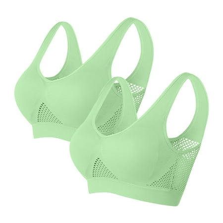 Tumotour Full Coverage Bras For Woman Wireless Sports Gathered Together Large Size Breathable No Rims Bra Casual Solid Color Comfortable Workout Yoga Daily Bras 2Pcs