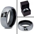 thumbnail image 4 of Tungsten Missouri Show Me State Heart Band Ring 8mm Men Women Comfort Fit Black Dome Brushed Gray Polished, 4 of 4