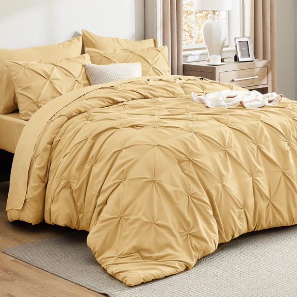 Juego de edredón Bedsure Queen Yellow con 7 piezas para Navidad
