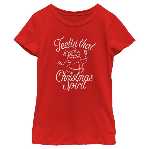 Girl's Lost Gods Feelin' That Christmas Spirit  Graphic Tee Red Medium