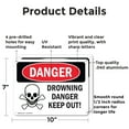 thumbnail image 2 of (2 Pack) Drowning Danger Keep Out! OSHA Danger Sign 10 Inch X 7 Inch Indoor / Outdoor Rust-Free Aluminum Metal Signs for Workplace, Workshop, and Construction Site, Made in the USA, 2 of 8