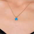 thumbnail image 3 of Gem Stone King 14K Yellow Gold Simulated Blue Opal Pendant Necklace for Women | 0.30 Cttw | Gemstone October Birthstone | Round Cabochon 6MM | With 18 inch Chain, 3 of 6