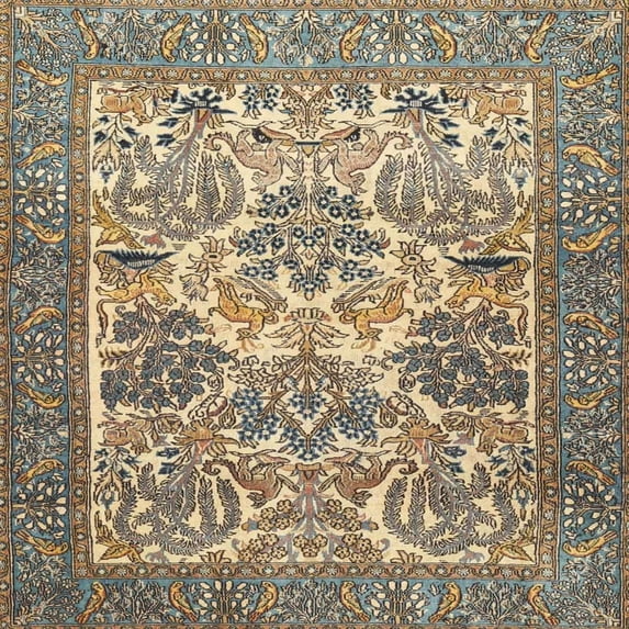 Ahgly Company Machine Washable Indoor Square Traditional Brown Area Rugs, 4' Square
