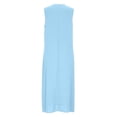 thumbnail image 6 of YuXingFu Dresses for Women Maxi Crew Neck Plus Size Womens Dress Sleeveless Solid Color Long Casual Summer Light Blue XL, 6 of 8