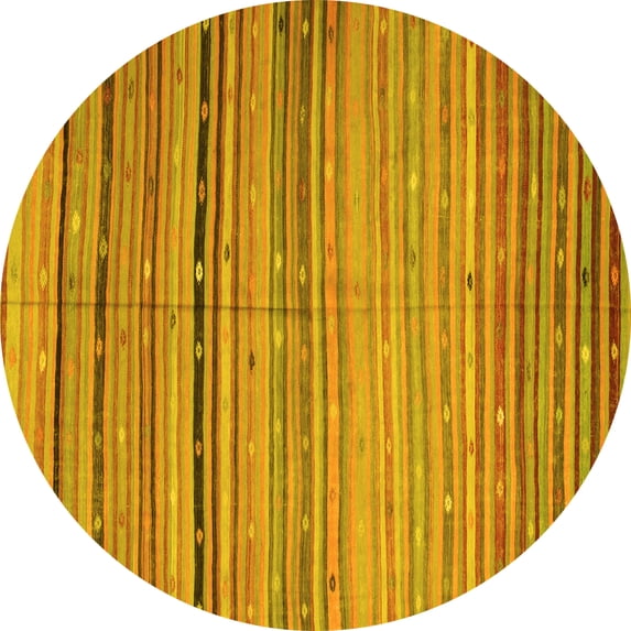 Ahgly Company Machine Washable Indoor Round Southwestern Yellow Country Area Rugs, 8' Round