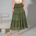 thumbnail image 2 of oqasdz Maxi Skirts for Women Casual Elegant High Waisted A Line Flowy Ruffles Solid Color Tiered Thin Breathable Formal Long Skirt, 2 of 7