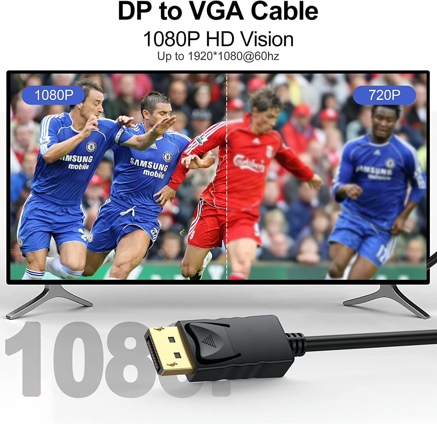 To cable 6 feet, 2 pack to converter cable male to male video 1080 suitable for computer, monitor, TV, projector