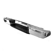 REAR STEP BUMPER ASSEMBLY; CHROME; WITHOUT PARK ASSIST SENSOR HOLES; INCLUDES BUMPER/REINFORCEMENT/BOTH PADS AND LICENSE LAMPS; MADE OF