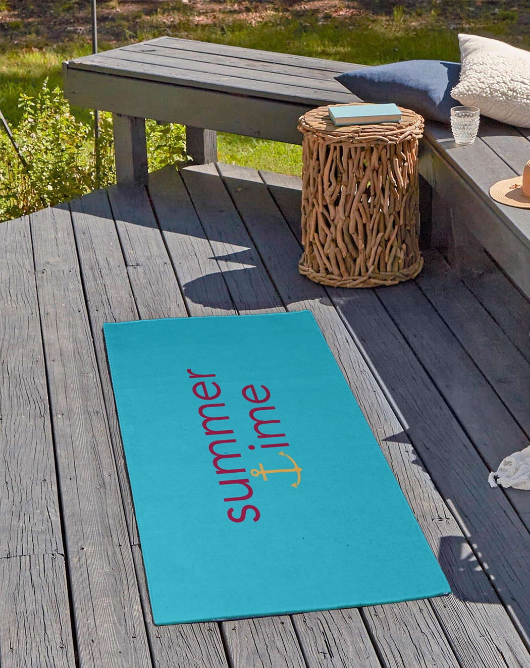 24" 36" Simply Daisy Summer Time Anchored Beach Style Chenille Area Rug, Lipstick Pink