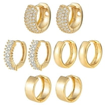 Small Gold Hoop Earrings for Women Hypoallergenic Lightweight 14K Gold Huggie Hoop Earrings Set Thick Huggies 4 Pairs Women Gifts for Mom