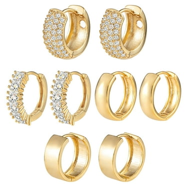 Small Gold Hoop Earrings for Women Hypoallergenic Lightweight 14K Gold Huggie Hoop Earrings Set Thick Huggies 4 Pairs Women Gifts for Mom