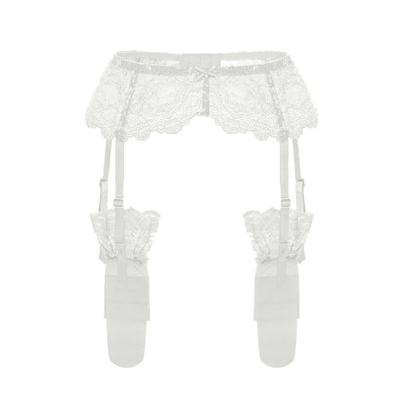 Clearance Sale 2025 Intimates Women's Lace Embroidery See Through Panties Garter Belt With Stockings