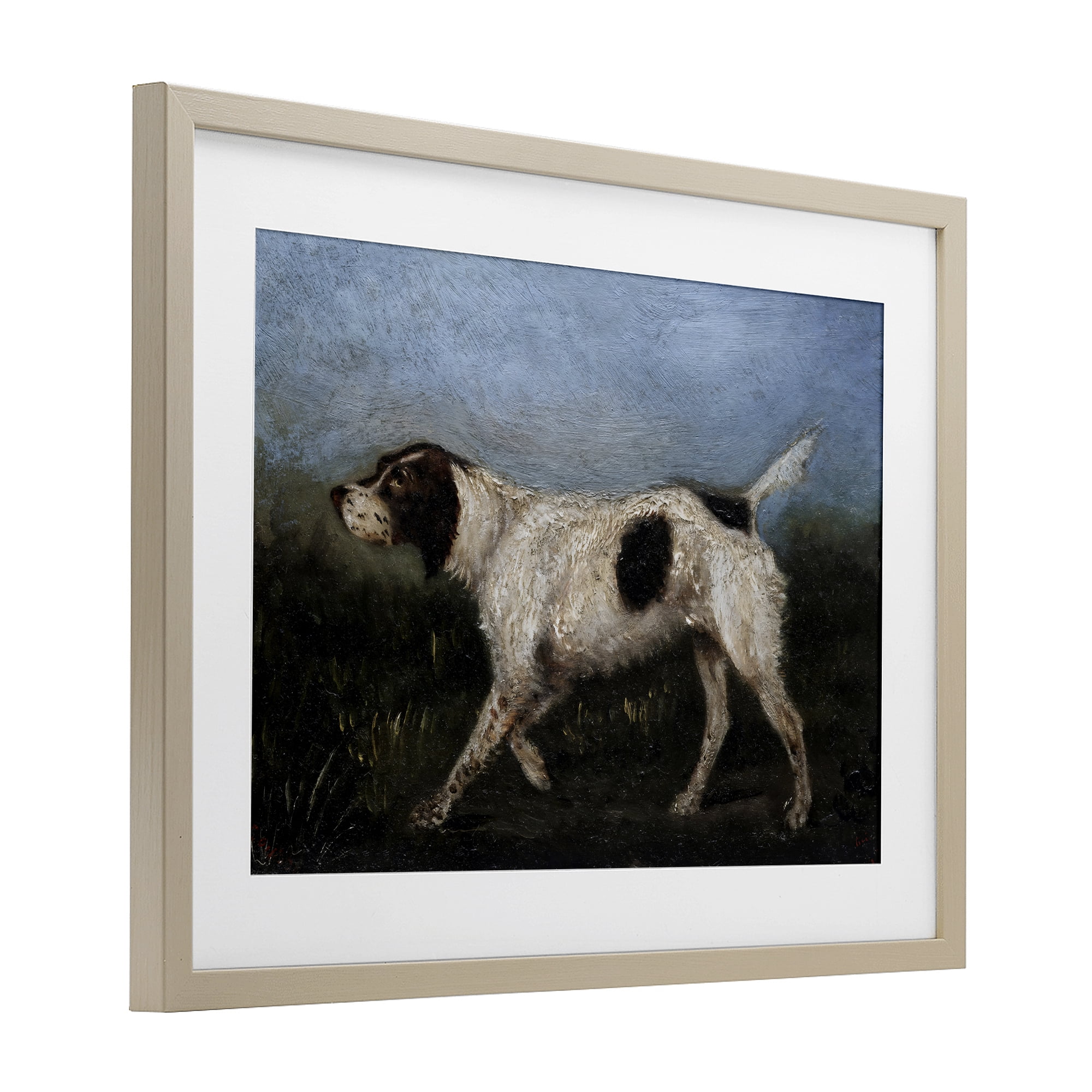 Stupell Industries Alert Hunting Dog in Field Birch Framed Print Under Glass, design by Arlington Prints