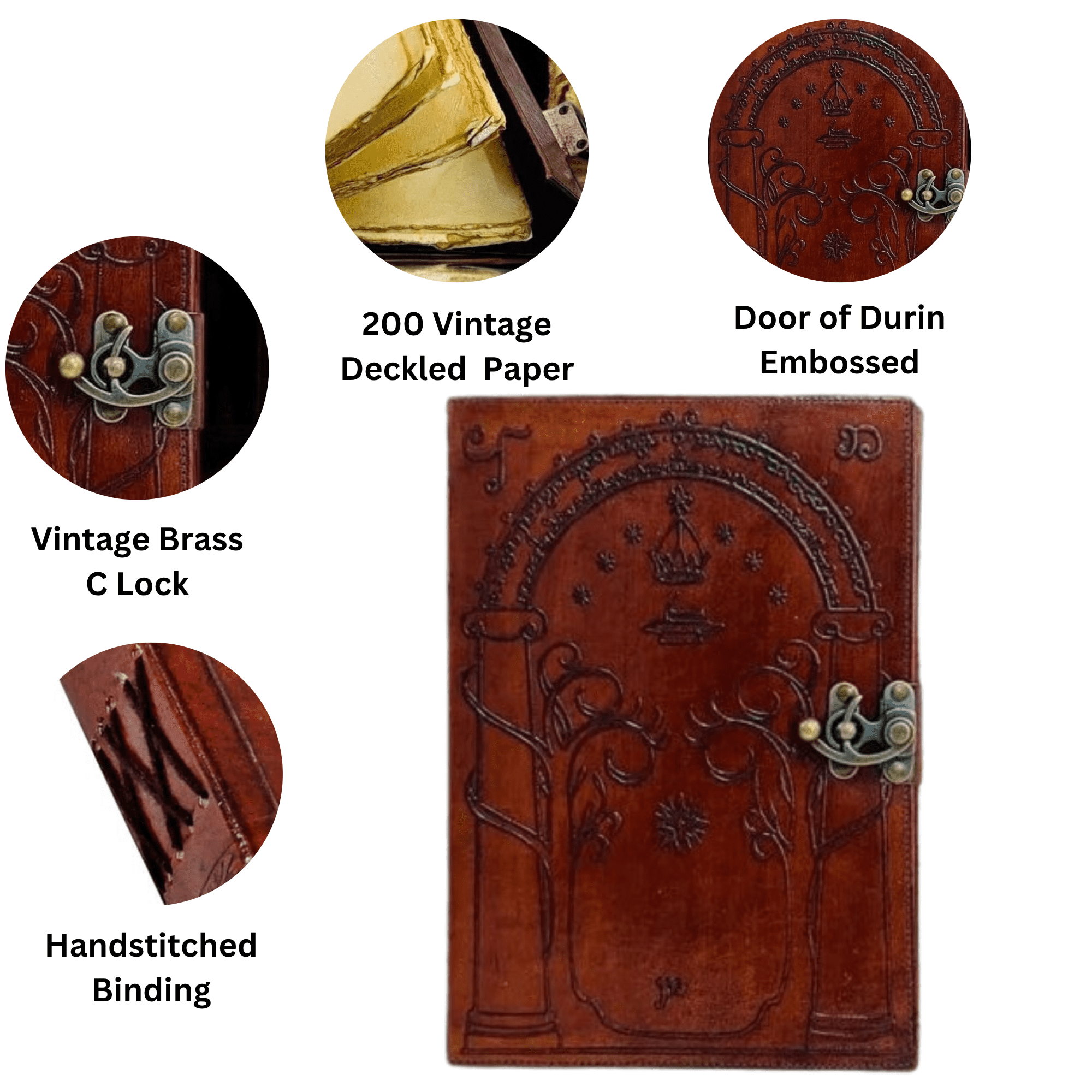 Doors of Durin Tolkien Lord of the Ring Embossed Leather Journal , Book Hobbit Jrr tolkien books lord of the ring Book of Shadows Notebook Grimoire  Merchandise Bookends Gift