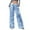 Blue, variant on Women Sparkly Sequin Wide Leg Pants Shiny Elastic Drawstring Palazzo Pant Color Navy Size XL