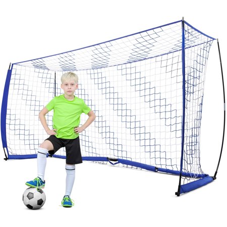 Qhomic Portable Soccer Goal, 12 x 6 ft Strong Reboundable Folding Soccer Net Perfect for Kids and Adults, Blue