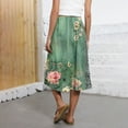 thumbnail image 3 of ClodeEU Women's Summer Striped Print Drawstring Skirt,Loose Casual Skirt with Pocket Green 02,Womens Plus S, 3 of 5