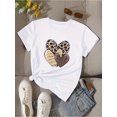 thumbnail image 1 of Love Print T-shirt, Short Sleeve Crew Neck Casual Top For Summer & Spring, Women's Clothing, 1 of 4