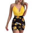thumbnail image 1 of Conjunto de mono sólido sin mangas con cuello en V de verano Sexy para mujer a la moda + conjunto de falda con estampado Froral Wmkox8yi  bvn3173, 1 of 9