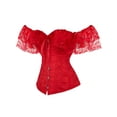 thumbnail image 2 of Kiapeise Women Floral Lace Off Shoulder Corset Bustier Boned Overbust Corset Bodyshaper Lingerie Tops, 2 of 9