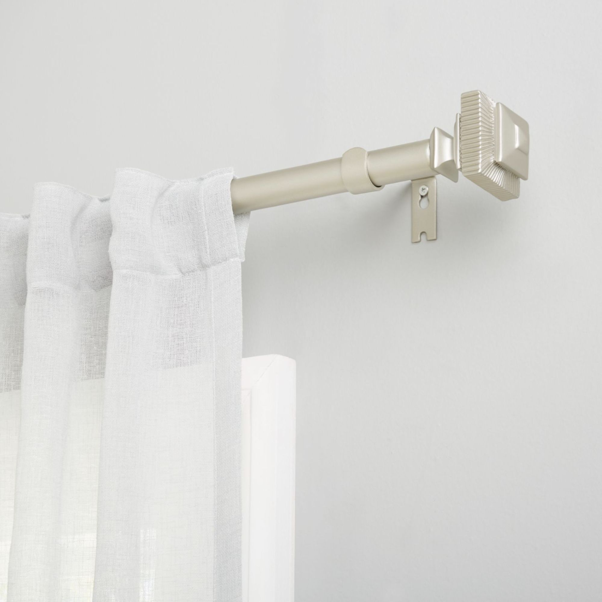 Exclusive Home Rockwell 1" Window Curtain Rod and Finial Set, Adjustable 36"-72", Matte Nickel