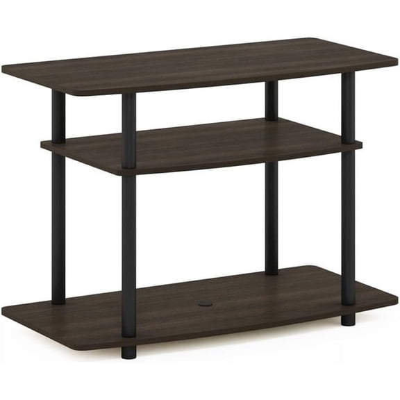 Pemberly Row Turn-N-Tube Wood TV Stand for TV up to 32" in Dark Brown/Black