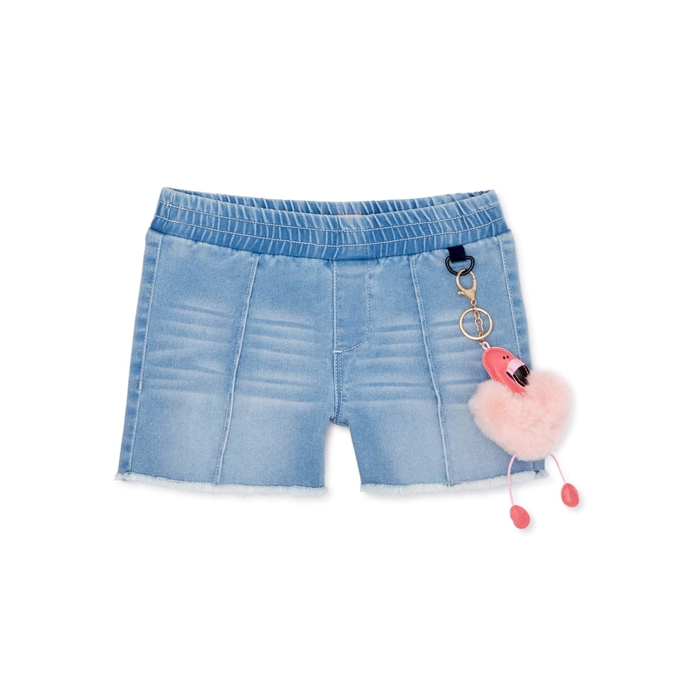Squeeze Squeeze Girls PullOn Frayed Hem Knit Denim Shorts with