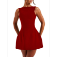 thumbnail image 2 of Robe Moulante d'Été Sans Manches à Fermeture Éclair Col Montant Ajustée Mini Robe de Soirée Boîte de Nuit pour Femmes Rouge G, 2 of 10