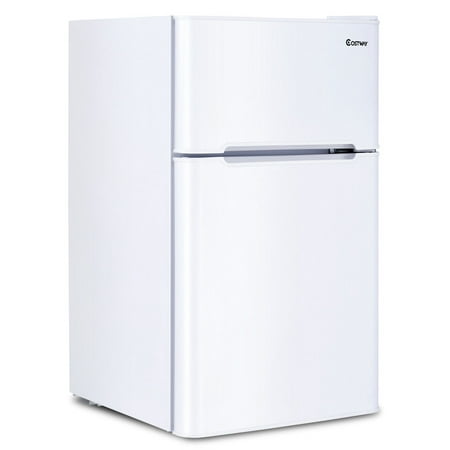 Costway Stainless Steel Refrigerator Small Freezer Cooler Fridge Compact 3.2 cu ft. (Red Fridge Freezers Best Prices)