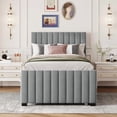 thumbnail image 2 of Twin Size Velvet Upholstered Platform Bed with Twin Size Trundle, Gray, 2 of 9