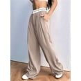 thumbnail image 5 of Women'S Wide Leg Pants Casual High Waisted Trousers Long Straight Suit Pant Khaki XS, 5 of 9
