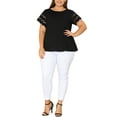 thumbnail image 2 of NOMADIC NOOK Women's Plus Size Tops Short Sleeve Lace Panel Elegant Work Packs Blouses, 2 of 6