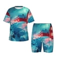 thumbnail image 1 of Fotbe Aurora Borealis Village Pijama Estampada de 2 Piezas para Niños – Ropa de Dormir de Manga Corta Cómoda para Niños y Niñas, Camiseta y Shorts de Algodón-3X-Large, 1 of 6