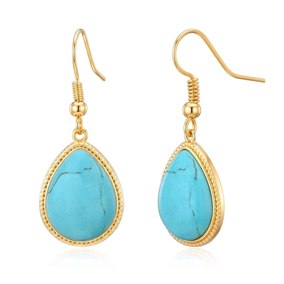 Imitation Turquoise Drop Earrings for Women Gold Cowgirl Jewelry