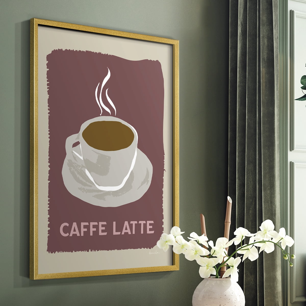 Modern Coffee III in Gold Solid Wood 8 x 10 Framed Print