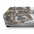 thumbnail image 3 of Vintage Soft Flannel Fleece Throw Blanket, Paisley Design with Floral Detail Abstract Backdrop, Cozy Plush for Indoor and Outdoor Use, 70" x 90", Violet Blue Marigold, by Ambesonne, 3 of 6