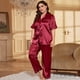 thumbnail image 1 of Pijama de seda artificial de verano de talla grande, pijama informal de moda, traje sexy y cómodo para mujer, ropa de casa, 1 of 6