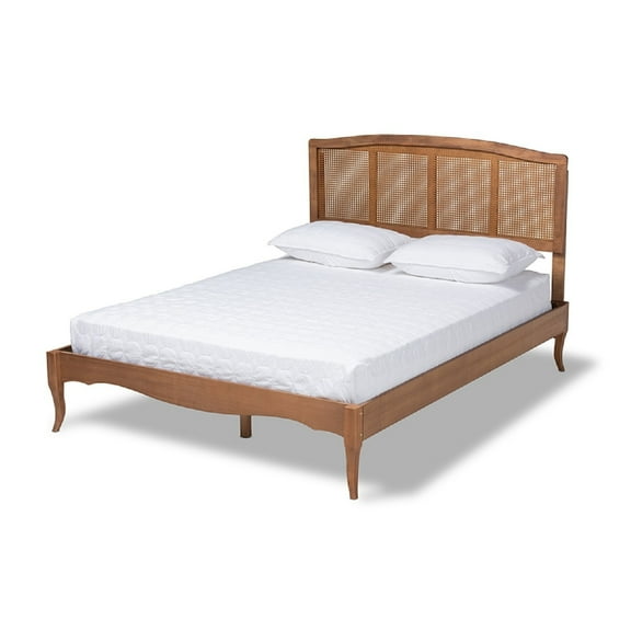 Baxton Studio Marieke Vintage French Inspired Ash Walnut Finished Wood Twin Size Platform Bed Frame