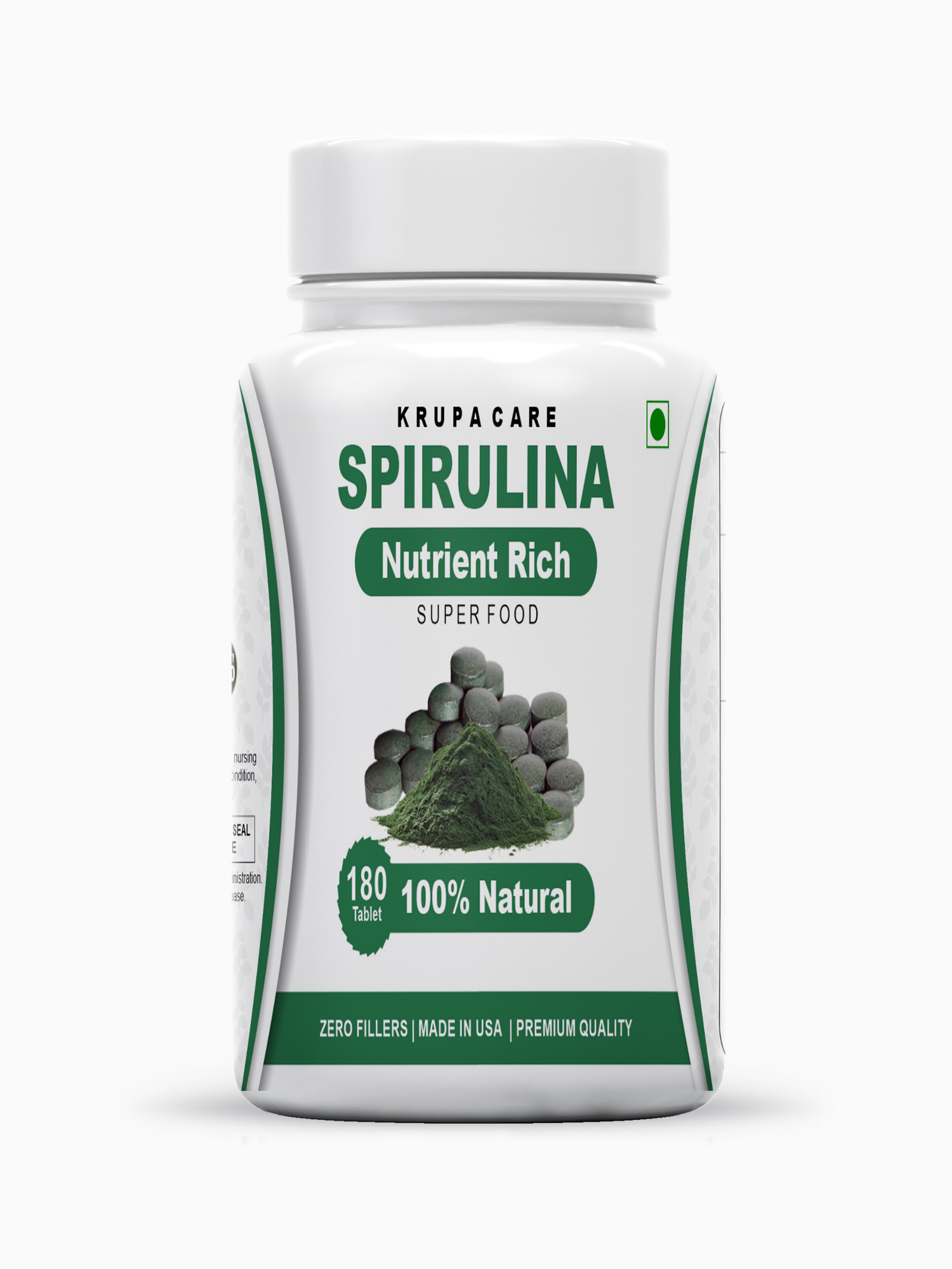 Spirulina Tablets 500MG, 180 COUNT