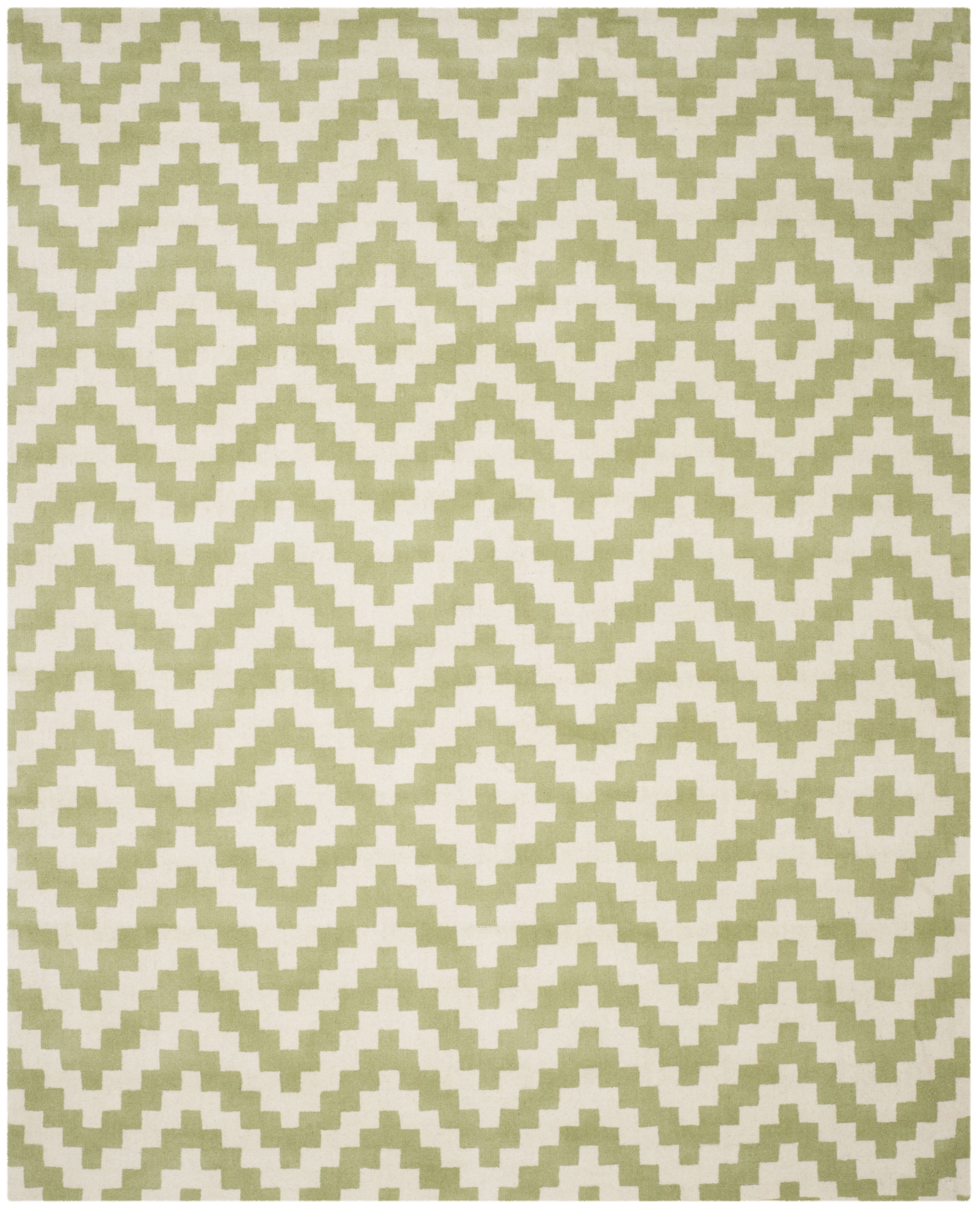 SAFAVIEH Cambridge Adella Geometric Wool Area Rug, Ivory/Light Green, 8' x 10'