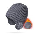 thumbnail image 2 of Prolriy Beanies Hats Men Men and Women Outdoor Warm Hat in Winter Border Thickened Knitting Wool Hat Cold Proof Earmuff Cap Hats for Men Dark Gray, 2 of 4